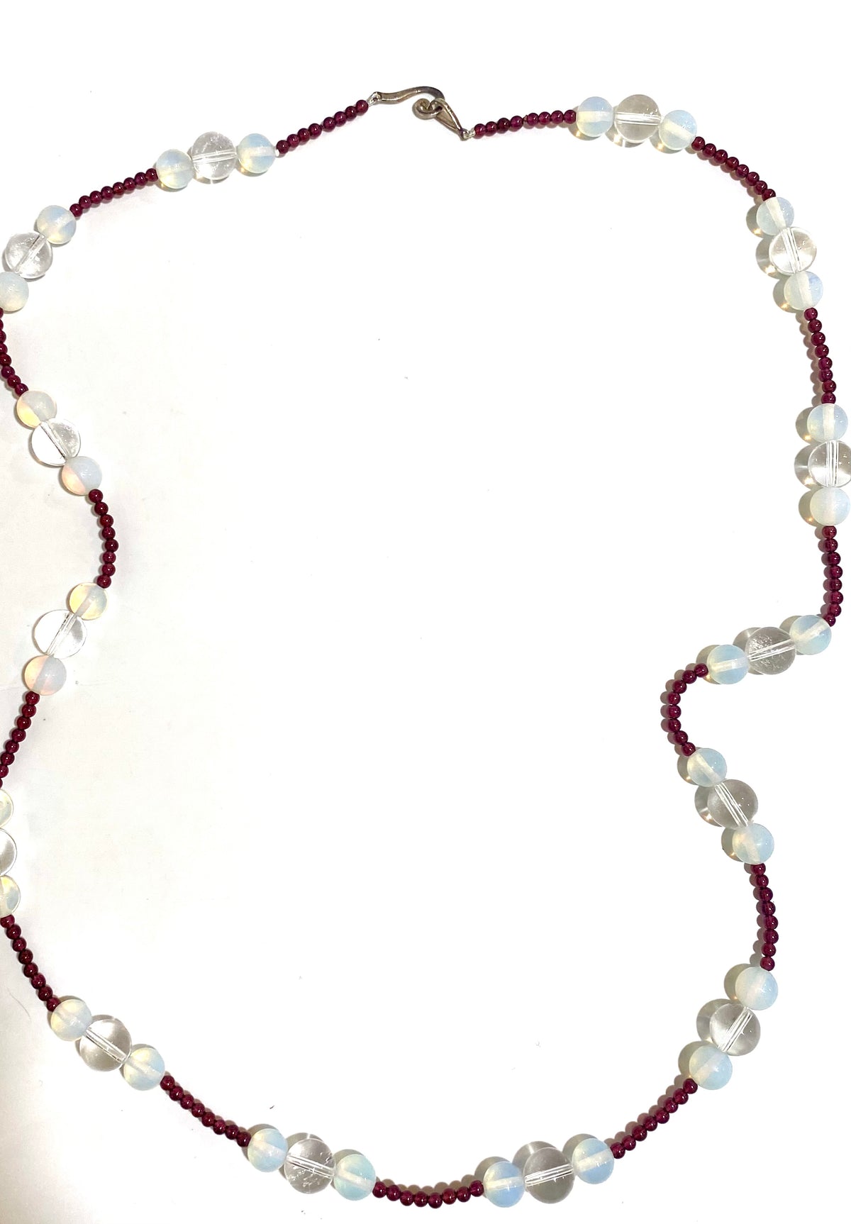 Opalite, Garnet and Rock Crystal Beaded Necklace