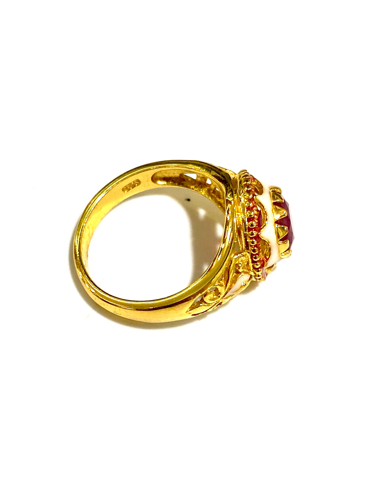 Brass Enamel and Gemstone Ring