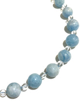 Aquamarine and Rock Crystal Beaded Necklace with Sterling Silver Clasp