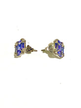 Sterling Silver Tanzanite and CZ Earrings