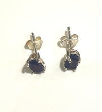 Small Sterling Silver Garnet Stud Earrings