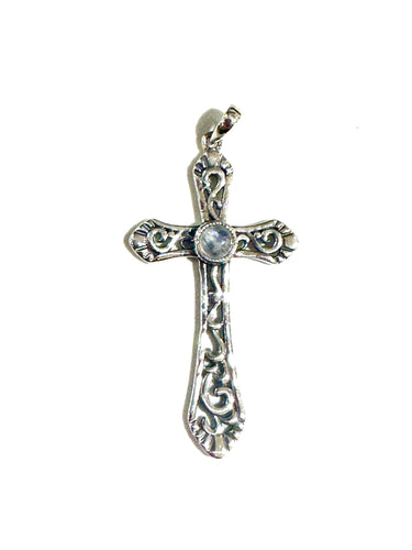 Sterling Silver Celtic Cross Moonstone Pendant