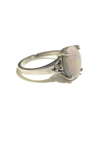 9ct White Gold 2.5ct Solid Semi Black Opal and Diamond Ring
