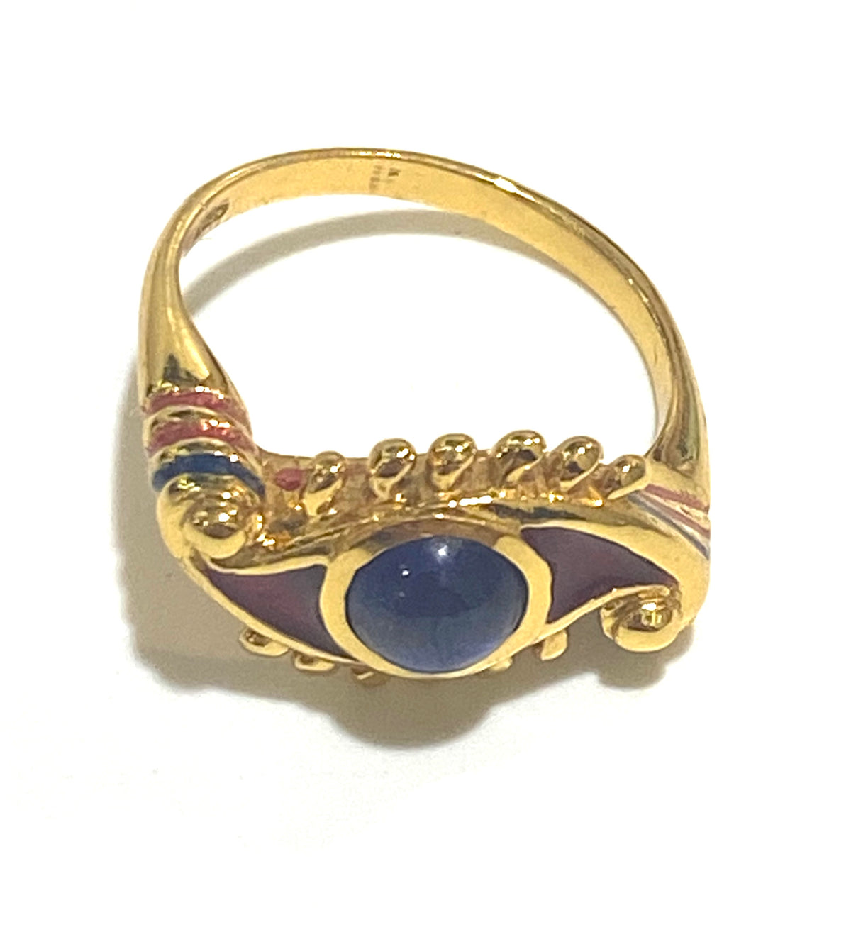 Enamel, Gemstone and Sterling Silver Brass Evil Eye Ring
