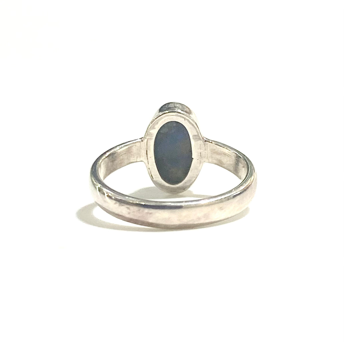 Sterling Silver Rounded Solid Opal Ring