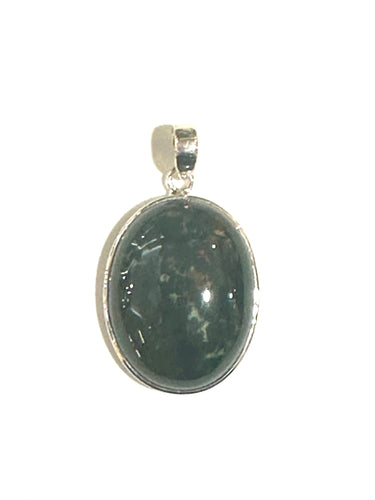 Oval Sterling Silver Bloodstone Pendant