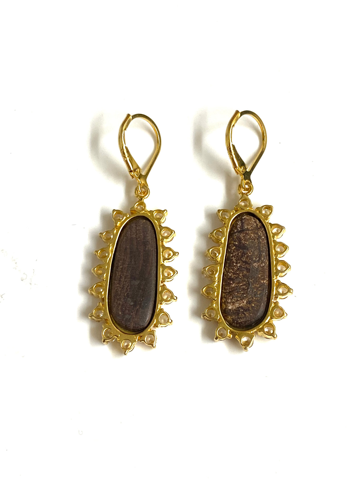 Sterling Silver Gold Plate Australian Opal Earrings