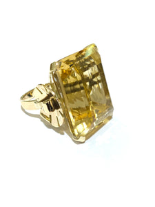 9ct Yellow Gold Yellow Retro Citrine Cocktail Ring