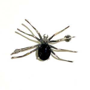 Sterling Silver Black Onyx Spider Brooch