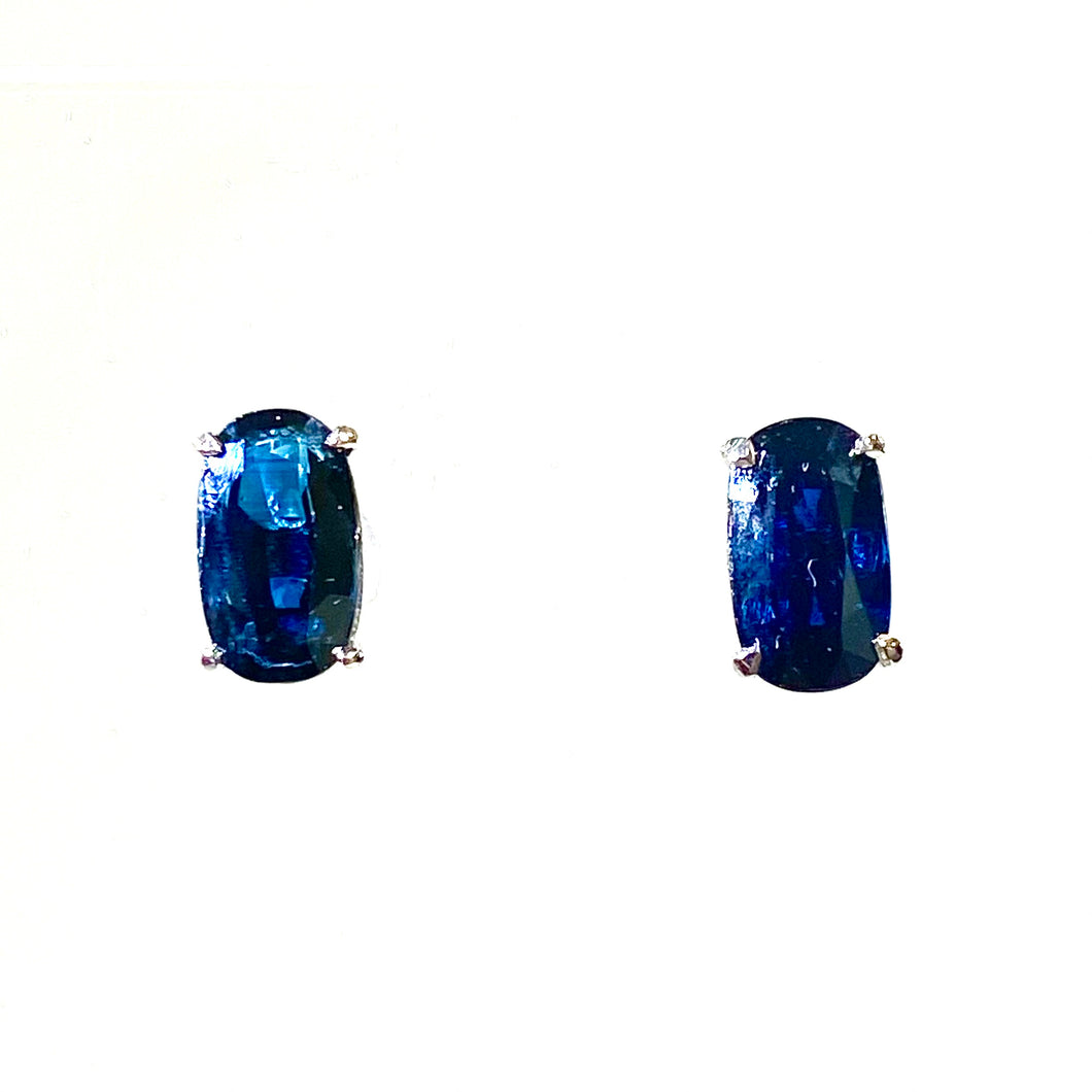 9ct White Gold 3.25ct Sapphire Stud Earrings