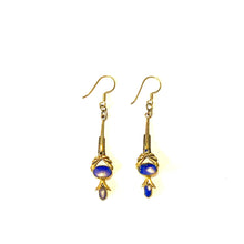 Brass and Lapis Lazuli Drop Earrings