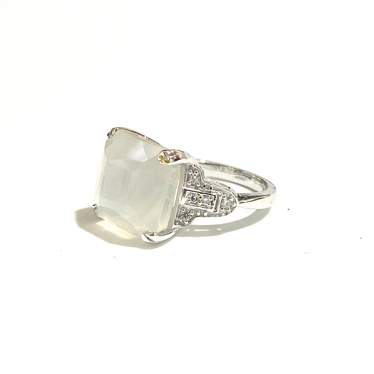 18ct White Gold Moonstone and Diamond Ring