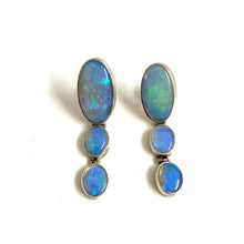 Sterling Silver Solid Opal Short Drop Earrings