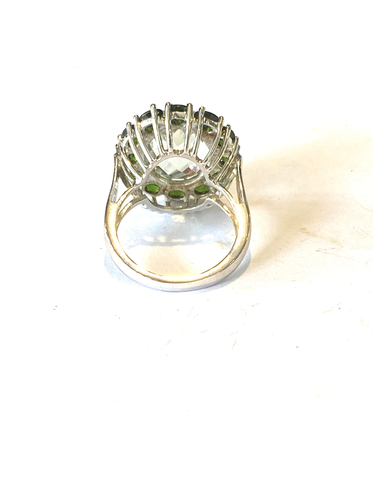 Sterling Silver Green Amethyst and Diopside Ring