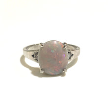 9ct White Gold 2.5ct Solid Semi Black Opal and Diamond Ring