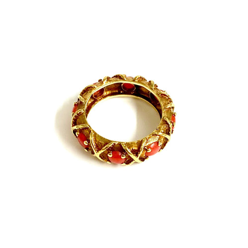 Antique 18ct Yellow Gold Coral Ring