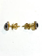 18ct Yellow Gold Natural Sapphire and Diamond Stud Earrings
