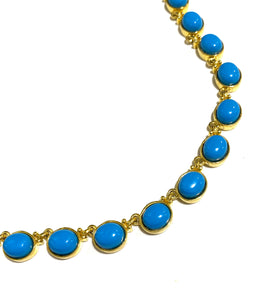 Kingman Turquoise and Sterling Silver Gold Plate Necklace