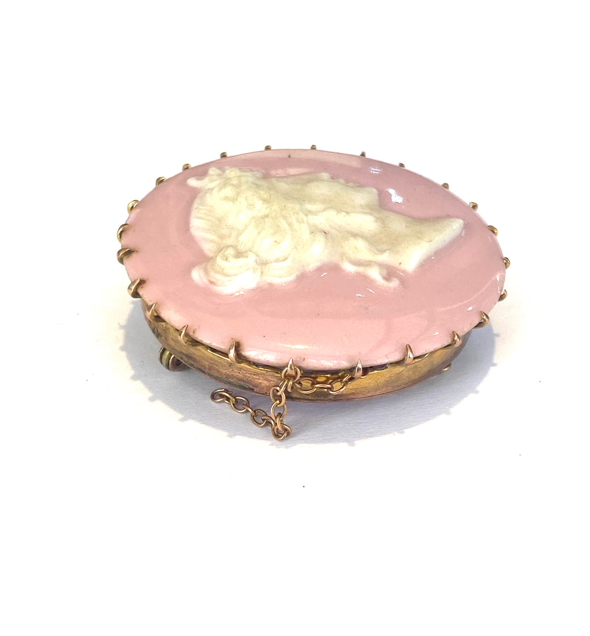 9ct Rose Gold Porcelain Cameo Brooch