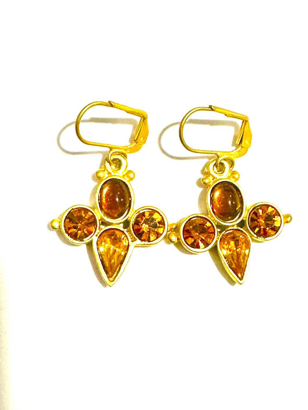 Costume Etruscan Style Continental clip yellow Crystal Earrings