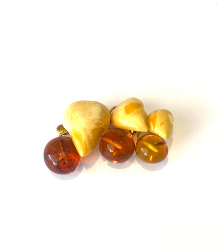 18ct Gold Honey and Butterscotch Amber Brooch