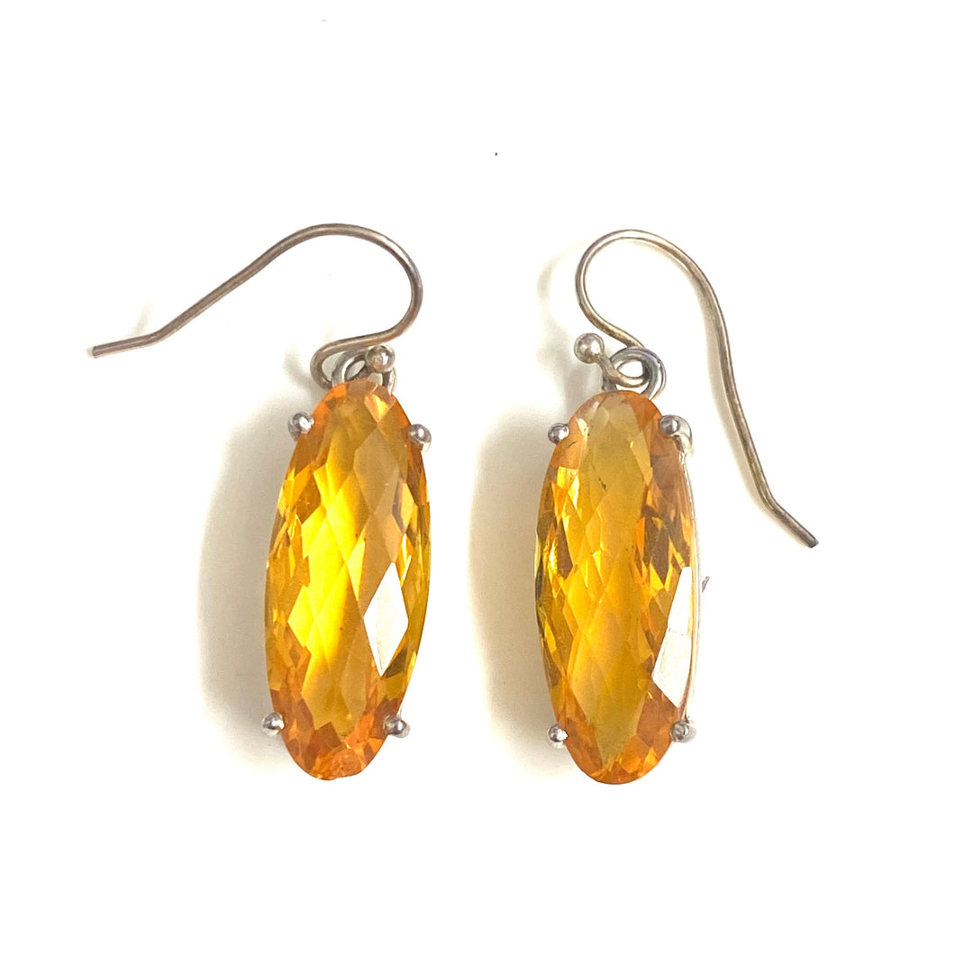 Sterling Silver Rounded Citrine Earrings