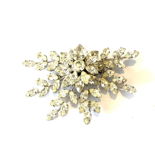 Vintage Crystal Floral Brooch