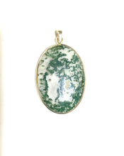 Oval Moss Agate Sterling Silver Pendant