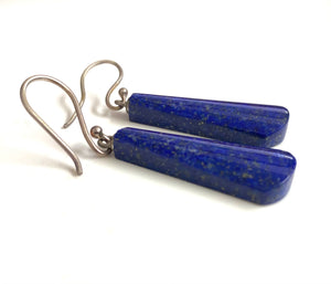 Sterling Silver Lapis Lazuli Long Drop Earrings