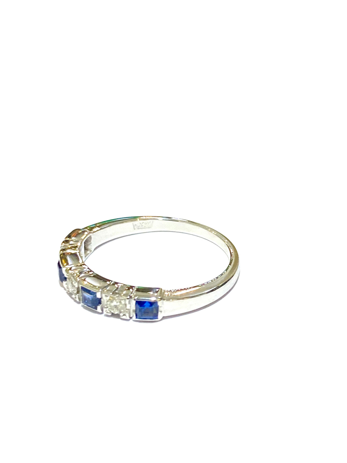 18ct White Gold Sapphire and Diamond half eternity  Ring