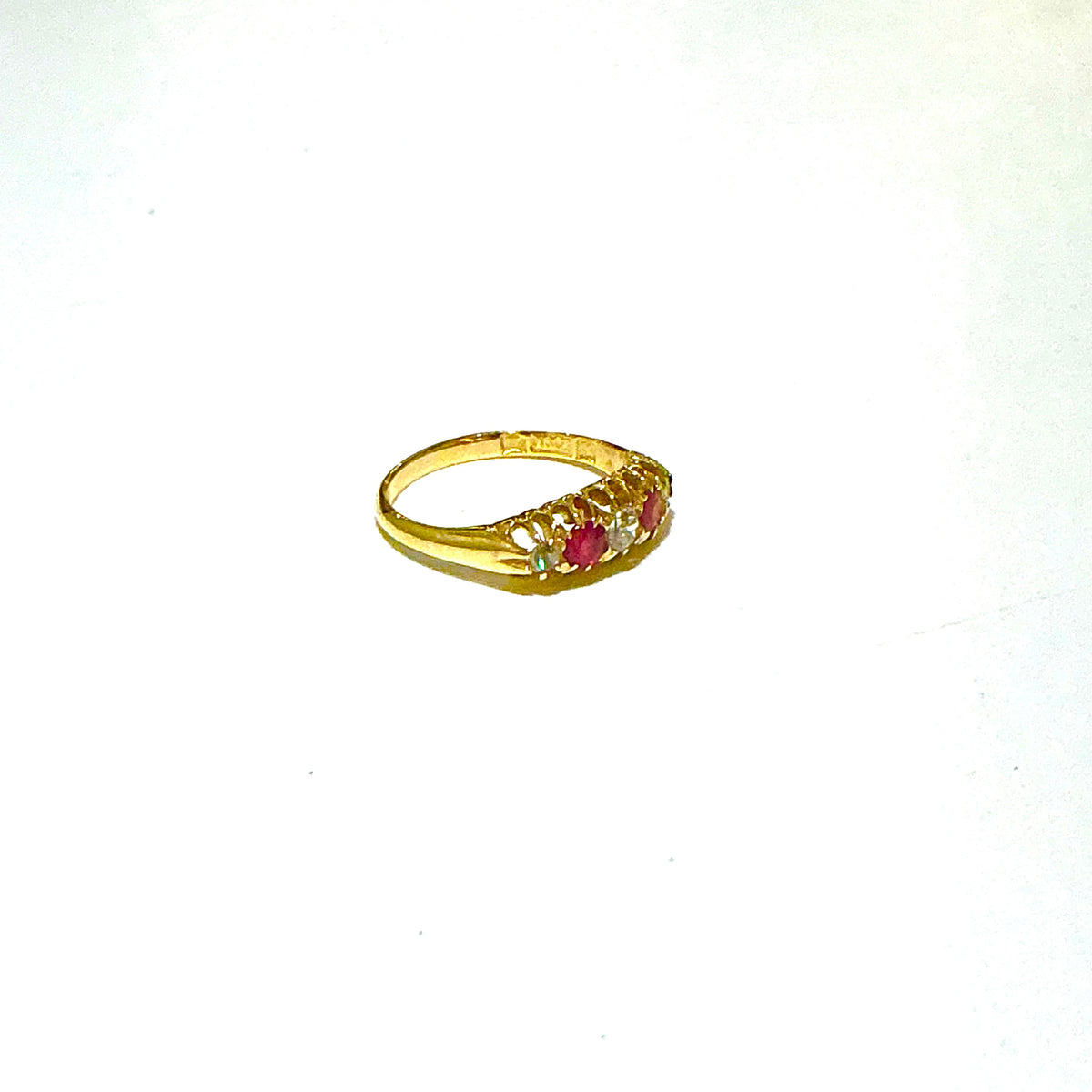 18ct Yellow Gold Antique Diamond and Ruby Bridge ring – Tresors Sydney
