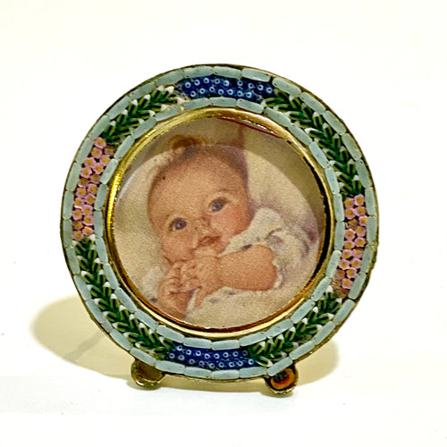 Italian Round Micro Mosaic Small Picture Frame
