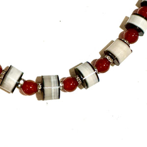 Carnelian and Banded Agate Beaded Necklace