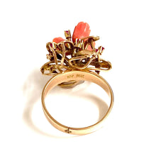 14ct Yellow Gold Coral and Ruby Ring