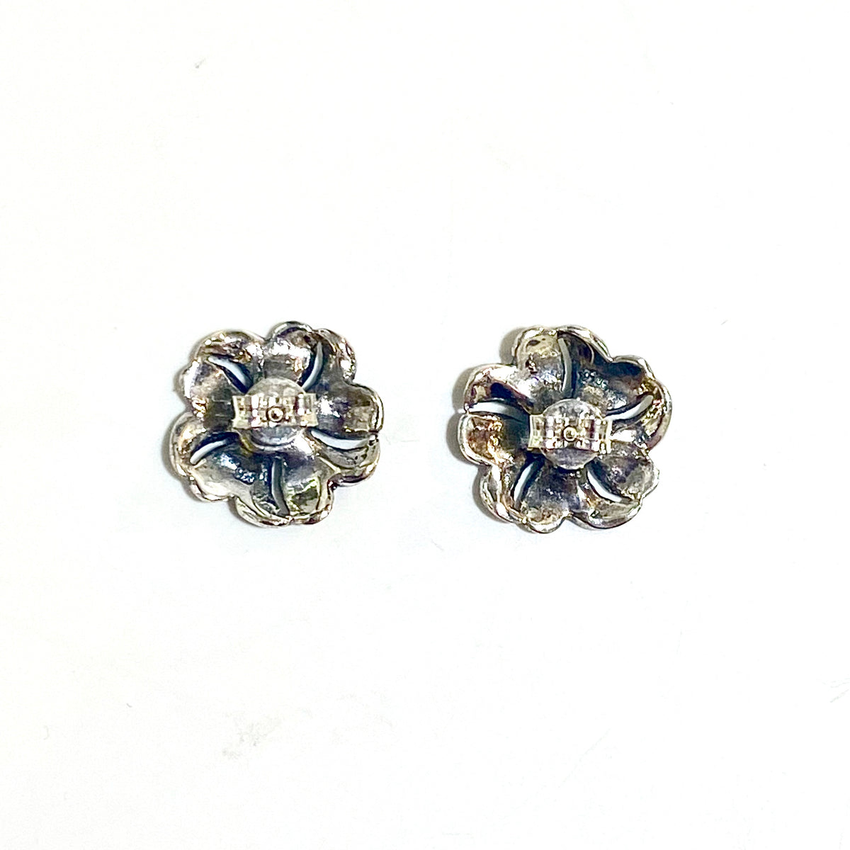 Sterling Silver Marcasite Flower Stud Earrings