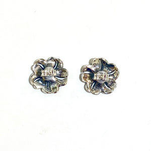 Sterling Silver Marcasite Flower Stud Earrings