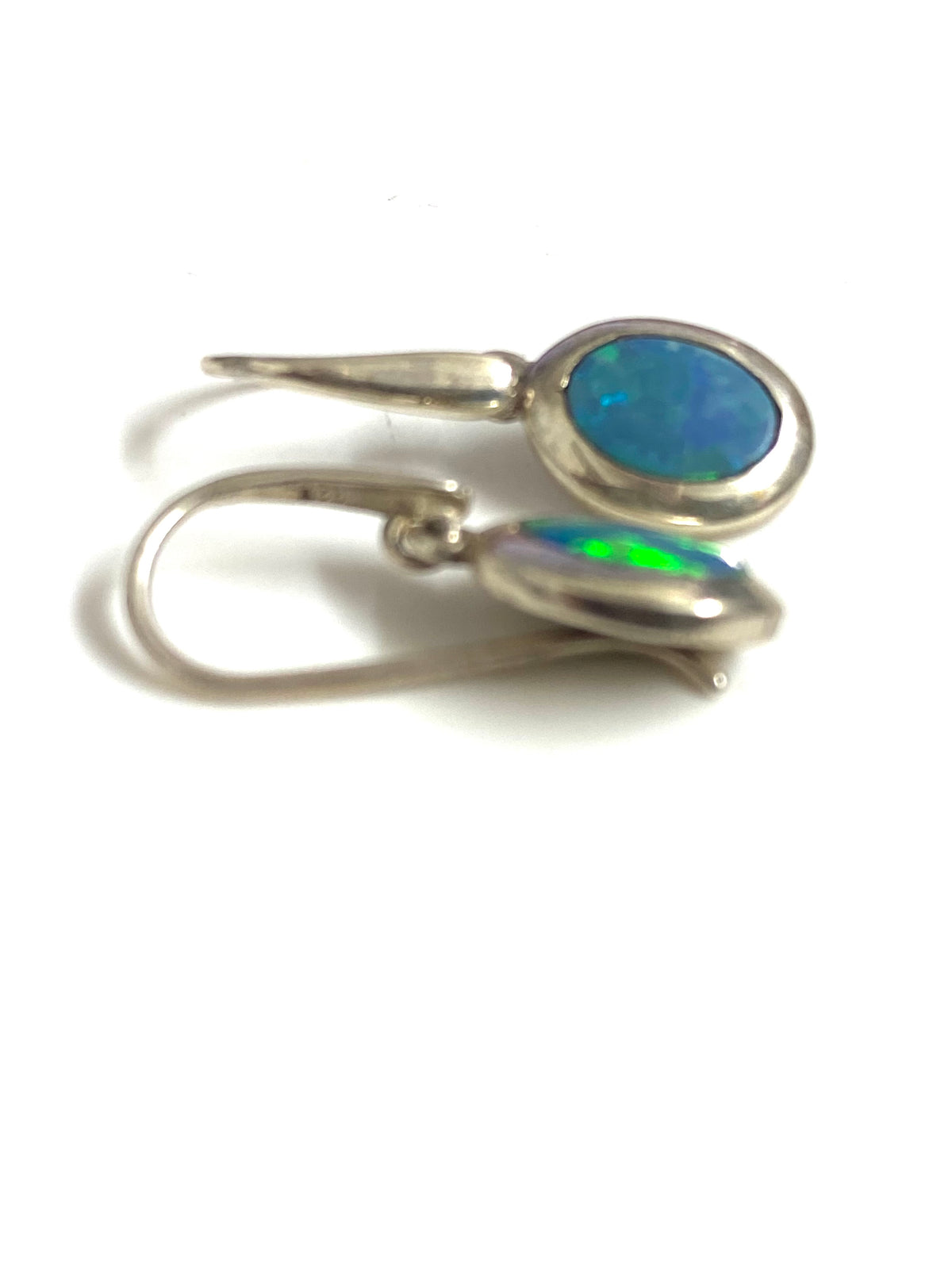 Sterling Silver Hook Drop Opal Earrings