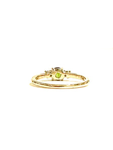 9ct Yellow Gold Green Tourmaline & Diamond Ring