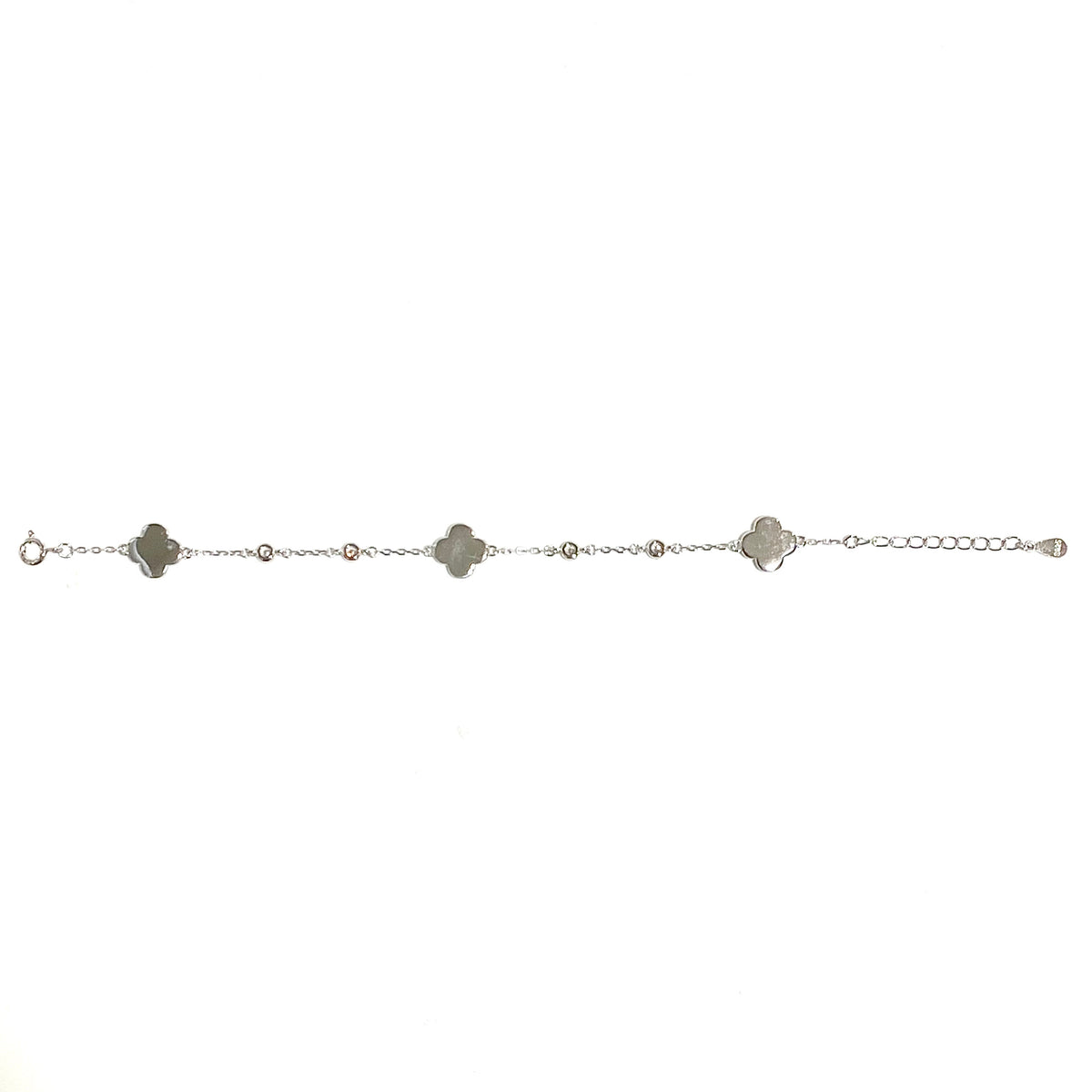 Sterling Silver Mother of Pearl and CZ Bracelet