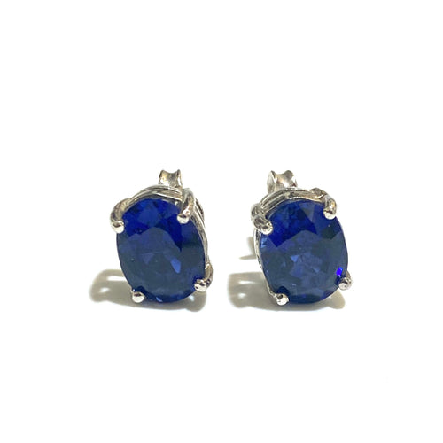 Sterling Silver and Sapphire Stud Earrings