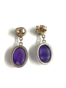 Sterling Silver Turquoise and Cabochon Amethyst Earrings