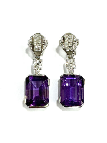 Sterling Silver Amethyst & Cubic Zirconia Earrings