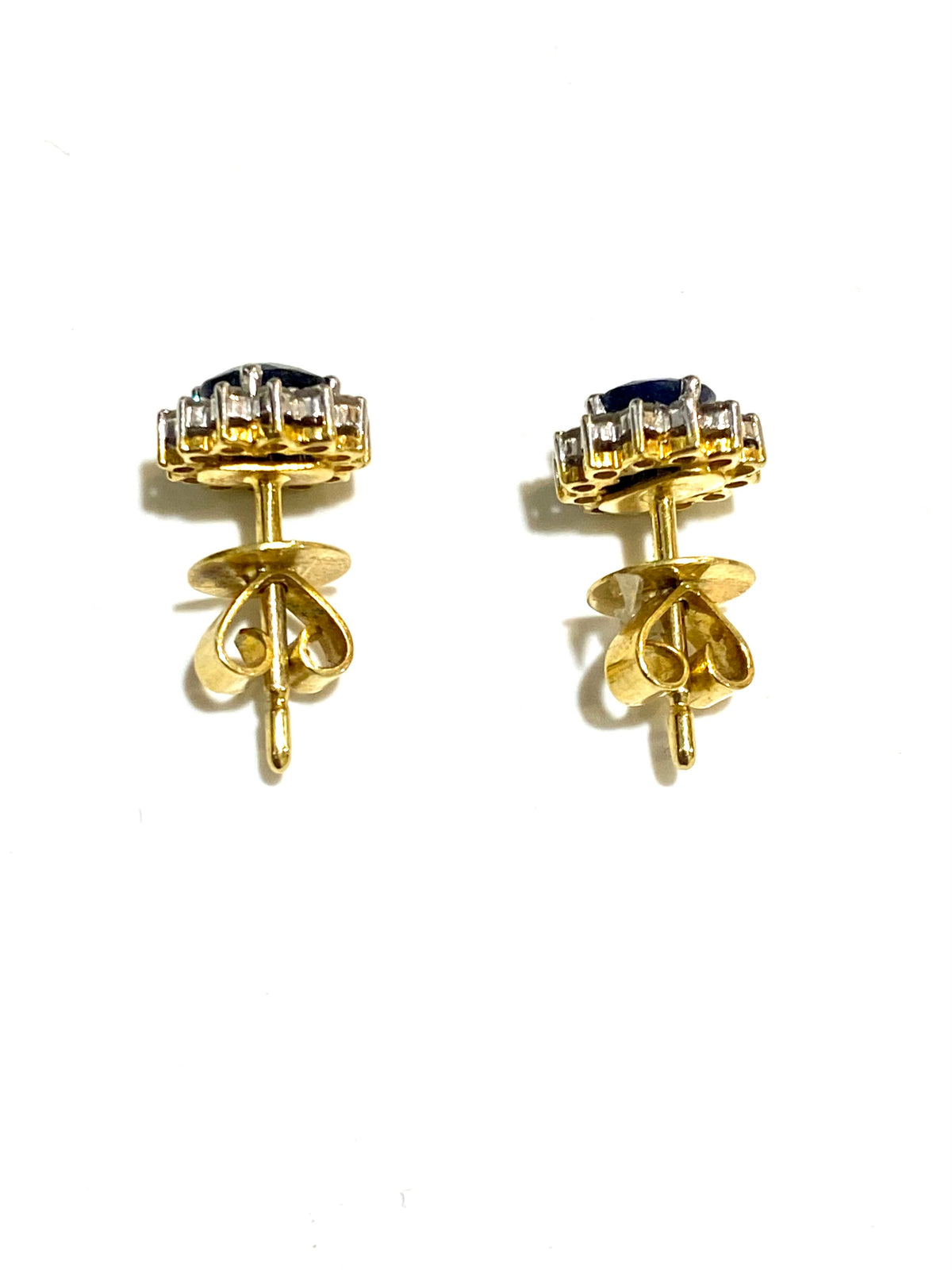 18ct Yellow Gold Natural Sapphire and Diamond Stud Earrings