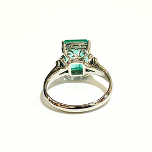 Platinum Set Emerald and Diamond Ring