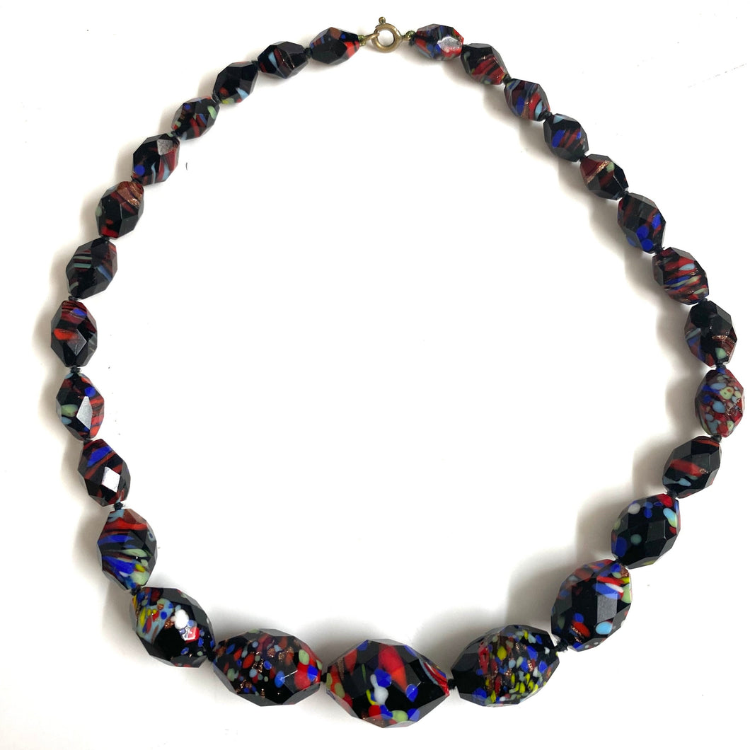 Vintage Italian Faceted Glass Beaded Necklace