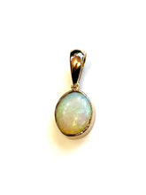 9ct Gold Small Circular Semi Black Australian Opal Pendant