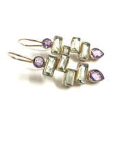 Sterling Silver Amethyst and Green Citrine Earrings