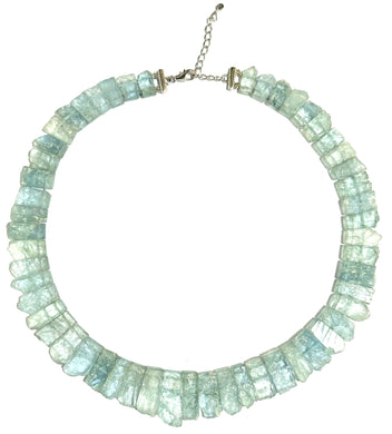 Natural Segmented Aquamarine Sterling Silver Collar Necklace