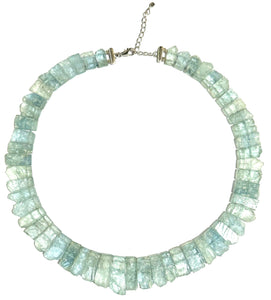Natural Segmented Aquamarine Sterling Silver Collar Necklace