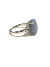 9ct White Gold 4.7ct Solid Black Opal and Diamond Ring